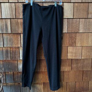 Eileen Fisher Bold Black Stretch Ponte Knit Moto Legging Pants in Women's Large